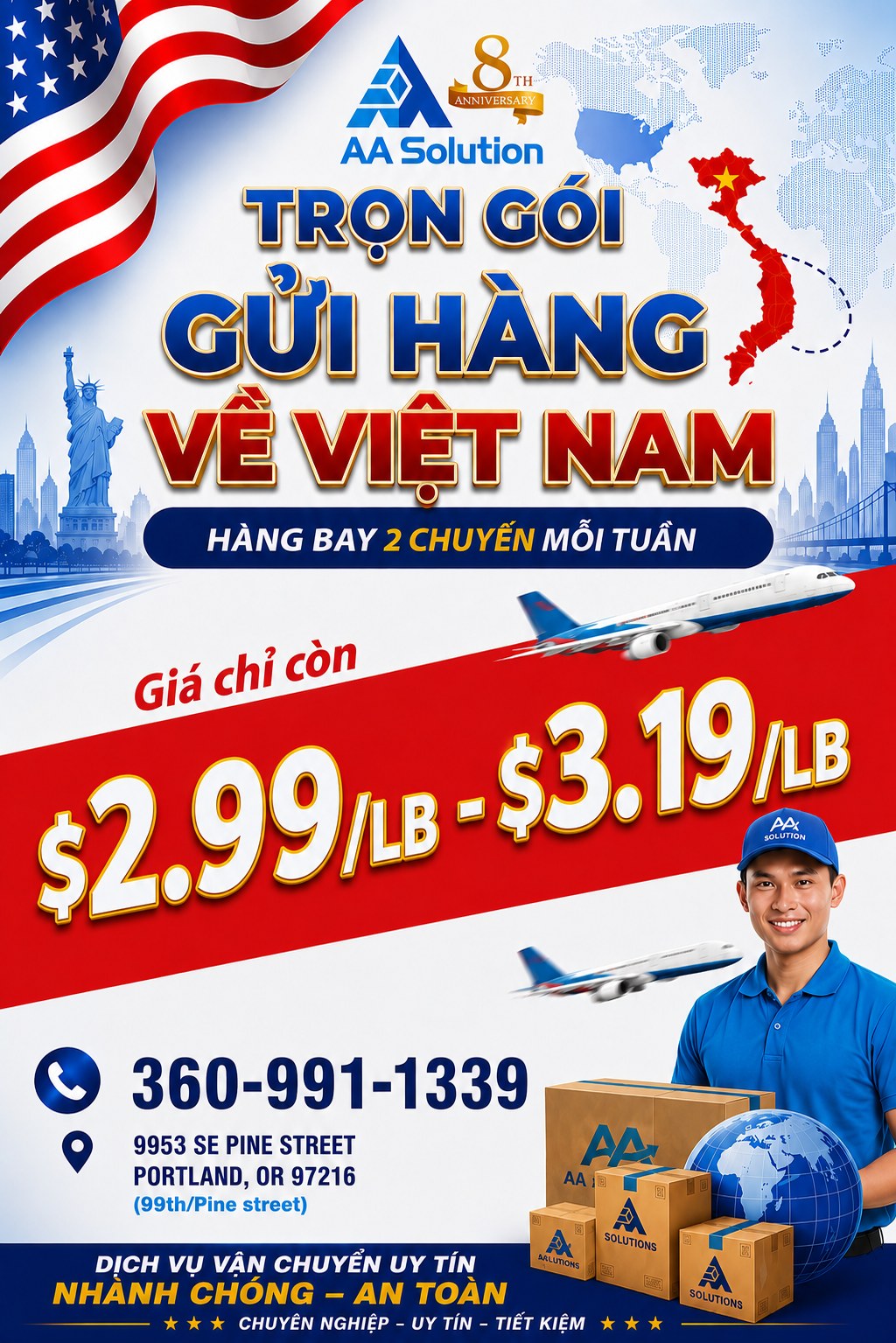 Dịch vụ trọn gói gửi hàng về Việt Nam — Giá chỉ còn $2.99/LB - $3.19/LB